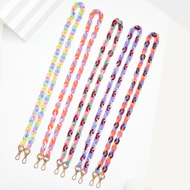 Fashion Gradient Color Crossbody Mobile Phone Strap with Chain Long Chunky Design Customized Color & Length for Girls
