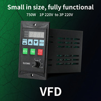 Mini VFD économique monophasé 220V vers triphasé, puissance 0,75KW 1HP pour moteur AC, convertisseur de fréquence, onduleur
