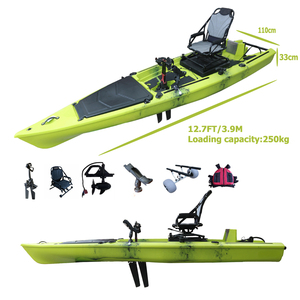 Kayak de 13 pies (3.9 m) para 1 persona, de HDPE, estable, con asiento individual, hélice, aleta y motor, bote de plástico. - Product Image 5