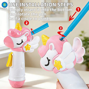 Kit de Peinture Artistique à <span class=keywords><strong>Encre</strong></span> Lavable pour Enfants et Tout-Petits, 2 Couleurs Mixtes, avec 8 Pochoirs, Jouets Éducatifs en Plastique à Jet <span class=keywords><strong>d</strong></span>'<span class=keywords><strong>Encre</strong></span>, Thème Dessin Animé - Product Image 3