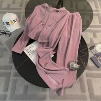 Ensemble Sport Décontracté Femme 2026, Nouvelle Collection Printemps-Automne : Haut Court à Capuche Ample et Pantalon Large Drapé – Ensemble Deux Pièces