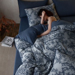 Housse de couette en jacquard tissé de couleur architecture à l'encre de style manoir français, taille Queen, ensemble de literie en coton 60 fils - Product Image 5