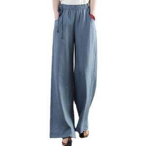 Pantalon en coton européen et américain pour <span class=keywords><strong>femme</strong></span>, ample, large, taille haute, droit, rétro, décontracté - Product Image 6