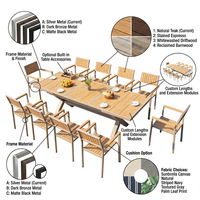 Ensemble de salle à manger extérieur de luxe personnalisé en 11 pièces, table extensible en aluminium et ensemble de chaises pour projet hôtelier ou de jardin