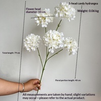 Dekorasi langit-langit gedung pernikahan bunga sutra Hydrangea Candy 5 kepala, acara pengantin, buatan tangan setengah, grosir bunga buatan dari China