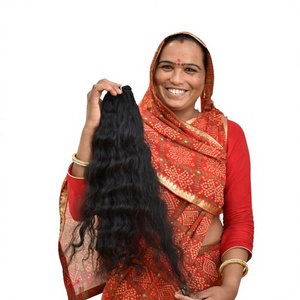 Extensiones de Cabello Humano Indio Remy Virgen 100% Natural, 100g, Doble Trama a Máquina, Ondulado Profundo, Súper Ondulado, Color Negro - Product Image 1