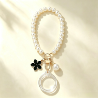 Porte-clés de luxe en perles avec insert porte-photo 36 mm, cadre photo en acrylique, breloques DIY en gros, cadeau pour mariage et fête