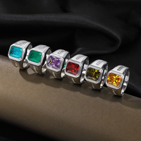 Bague Homme Personnalisée en Argent Sterling S925, Pierre Précieuse de Couleur, Émeraude CZ Zircon, Vente en Gros