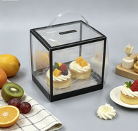 Rechteckige Faltbare Handliche PET-Bäckereibox Transparente Schachtel mit Dreieckiger Trennwand für Einzelportionen Kuchenstücke To-Go-Verpackung