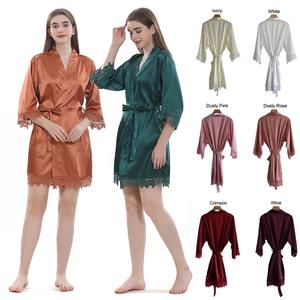 Robes de <span class=keywords><strong>demoiselle</strong></span> <span class=keywords><strong>d</strong></span>'<span class=keywords><strong>honneur</strong></span> en dentelle satinée colorée Robes de mariage thermiques pour femmes pour les saisons <span class=keywords><strong>d</strong></span>'été et de printemps - Product Image 3