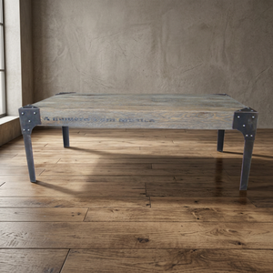 Industrial Modern European Style Coffee Table for Living <b>Room</b>-Metal Oak Wood Antique Iron Customizable Color & Shape - Product Image 2