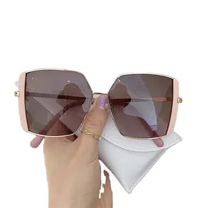 Dropshipping, nuevas gafas de sol de moda de alta calidad para mujer, sentido avanzado del color sin bordes, Marco grande exquisito S107