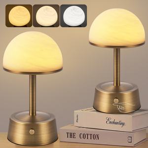 Lámpara de Mesa Nórdica de Alabastro con Batería Integrada de Alta Capacidad de 5000 mAh, Lámparas de Noche Recargables para el Dormitorio - Product Image 1