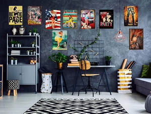 ピンナップガール メタルサインプレート コーヒー バックヤード バー ガーデン ウォールデコ ビンテージ チームロゴ エンボス メタルプラーク ブリキ看板 - Product Image 3