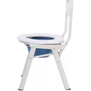 Portable <b>Commode</b> Chair <b>Folding</b> Toilet Seat For Seniors And Pregnant Women White High Carbon Steel Small Square Chair - Product Image 1