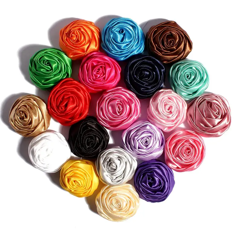 5cm 26 warna penjualan pabrik bunga buatan Satin mawar untuk dekorasi mobil pernikahan DIY bahan kain bunga CH029