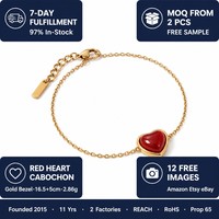 Nouveauté 2026 – Bracelet tendance en acier inoxydable plaqué or 18 carats avec pendentif cœur rouge et pierre, bijoux pour femme