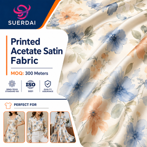 Tissu tissé en satin d'acétate de <span class=keywords><strong>soie</strong></span> épais en polyester imprimé numériquement personnalisable pour robe - Product Image 1