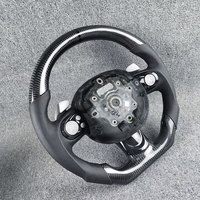Volant sport en cuir et fibre de carbone personnalisé en forme de D, diamètre standard amélioré, 3 branches, pour MINI Cooper S/JCW (Série F)