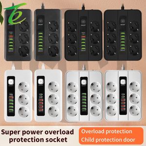 Multiprise standard européenne avec port Type-C, protection contre la foudre, ports <span class=keywords><strong>USB</strong></span> et interrupteur ; rallonge électrique standard européenne - Product Image 1