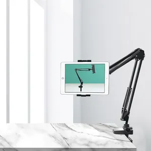 tablet titular ipad quiosque Suppliers-Suporte universal de tablet, suporte de desktop flexível giratório para celulares com braços longos