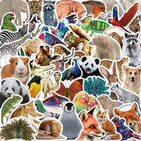 50 autocollants en PVC imperméables à thème animalier de dessin animé, autocollants décoratifs DIY pour ordinateur portable, bagages, adolescents et adultes, cadeau