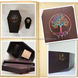 Mini caja de ataúd de madera OEM en Color negro para manualidades, bandejas para fiestas, decoración gótica para baño, ataúd de Halloween, decoración del hogar - Product Image 6