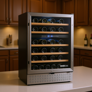 Enfriador de vino de doble zona Vevor para 46 botellas, refrigerador con compresor incorporado, puerta de vidrio y control de temperatura - Product Image 2