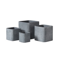 Set Vas Pot Bunga Beton Persegi Besar Warna Abu-abu Desain Minimalis Tahan Lama dengan Lubang Drainase untuk Penggunaan di Rumah, Taman, Lantai Grosir