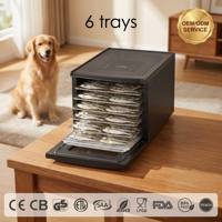 Draagbare elektrische voedseldroger met regelbare temperatuur (80°C), digitale bediening, 6 bakjes, plastic, milieuvriendelijk, voor thuisgebruik