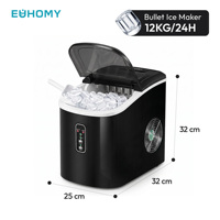 Machine à glaçons EUHOMY Bullet 12KG/24H, production rapide en 6 minutes, machine à glaçons de comptoir, distribution de la marque disponible