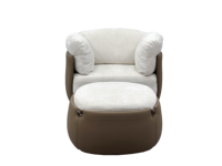 Fauteuil individuel de luxe moderne fait main en forme de sac, double texture PU/tissu, chaise longue paresseuse avec ottoman pour salon et hôtel