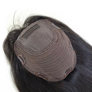 Cabello humano virgen mongol alineado con cutícula <span class=keywords><strong>Base</strong></span> superior de seda Peluca judía Mujeres tejidas Kosher Topper - Product Image 2