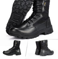 Bottes mi-mollet en daim et cuir fendu pour hommes, à lacets, avec doublure en mesh, imperméables, résistantes à l'abrasion, tactiques, pour la randonnée et l'entraînement