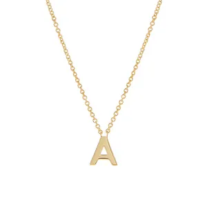 Milskye collana minimalista all'ingrosso in argento sterling 925 placcato oro 14 carati lettera iniziale A pendente