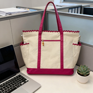 <span class=keywords><strong>Monogram</strong></span> Weekender <span class=keywords><strong>Tote</strong></span> Túi bán buôn giáo viên của món quà sò điệp Vai Túi ric Rac vải bãi biển túi - Product Image 4