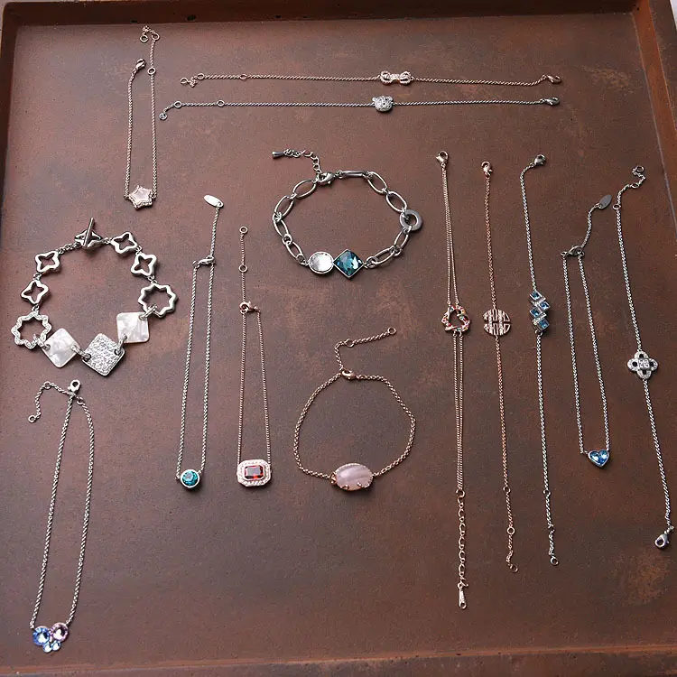 Bracelet de pierres précieuses bleues exquis, bijoux mixtes, vente en gros, version coréenne, amour exquis, cristal et diamant de couleur