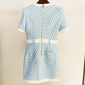 Vestido de Tweed a cuadros con botones de León para <span class=keywords><strong>mujer</strong></span>, ropa de manga corta de diseñador a la moda para <span class=keywords><strong>otoño</strong></span> e <span class=keywords><strong>invierno</strong></span>, <span class=keywords><strong>2022</strong></span> - Product Image 3