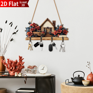 Portachiavi a <span class=keywords><strong>parete</strong></span> in legno <span class=keywords><strong>moderno</strong></span> 4 ganci chiave a singolo livello di intaglio in legno per una facile installazione eccellente per l'arredamento dell'home Office - Product Image 3