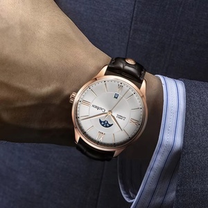 Cadisen Mens Business <b>Watch</b> Manual <b>Mechanical</b> Movement Sapphire Crystal Leather Band Stainless Steel Case 5BAR Water Resistance - Product Image 6