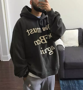 Custom <b>Mens</b> Streetwear Heavyweight 100% Cotton French Terry <b>Fleece</b> 3D <b>Hoodies</b> Unisex Oversize Graphic Puff Printing <b>Hoodies</b> - Product Image 2