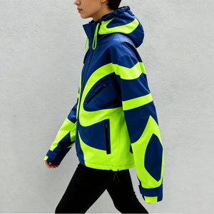 Men <strong>Jackets</strong> Color Block Hooded Waterproof Windproof Neon <strong>Green</strong> Blue Outdoor Streetwear Oversized <strong>Jackets</strong> for <strong>Skiing</strong> - Product Image 2