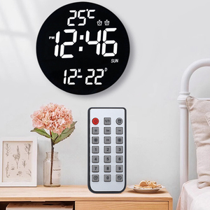 Reloj Despertador Electrónico Digital LED Redondo de 10.6 Pulgadas con Temperatura Ambiente, Calendario, Función de Repetición, Cuenta Regresiva/Ascendente, Control Remoto, Decoración para Hogar y Oficina - Product Image 2