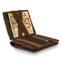 Dompet Kulit Asli Coklat Mewah untuk Pria, Tipis dan Lipat Dua dengan Kantong Koin Berkapasitas Besar, Dilengkapi RFID Blocking untuk Kartu Kredit