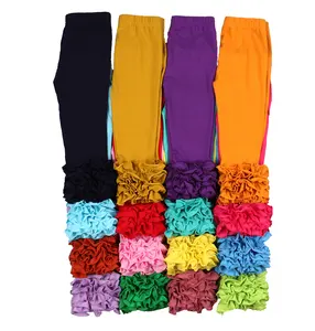 Wholesale girls icing ruffle leggings solid color pants for children baby clothes legging sets