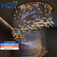 Lustre LED en verre de luxe de style moderne NDY, design ovale en forme de poisson, hauteur réglable, pour villa, hôtel, salle de mariage