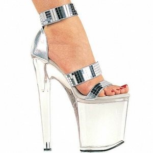Sandalias de Tacón Alto Transparentes con Plataforma de Cristal de 20 cm, Elegantes y Sensuales para Bailarinas Exóticas, Modelo de <span class=keywords><strong>Striptease</strong></span>, Color Plateado - Product Image 1