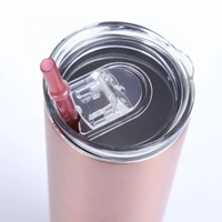 BORGE Vente chaude 20 oz gobelets maigres double paroi isolé gobelets à eau droite gobelet à vin avec couvercles et pailles
