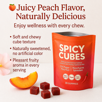 Gummies Cubes Épicés Saveur Pêche Juteuse de Haute Qualité, 30 Unités, pour Adultes, Aide à la Relaxation et à la Stabilité Hormonale
