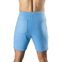 Shorts de survêtement pour homme en mélange de coton bleu ciel, doux, avec cordon de serrage et taille élastique, pour l'été et les loisirs
